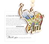 lasuroa Adorno de Elefante de la Amistad con Tarjeta Historia, Adorno Elefante para Mujer Bonito Estampado Flores Regalos Amistad y Hermandad para Mujeres (Estilo 1)