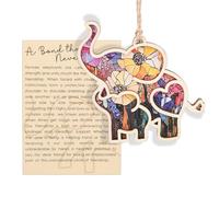 lasuroa Adorno de Elefante de la Amistad con Tarjeta Historia, Adorno Elefante para Mujer Bonito Estampado Flores Regalos Amistad y Hermandad para Mujeres (Estilo 2)