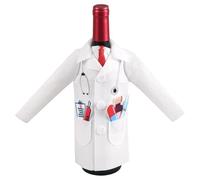 lasuroa Bolsa Vino Bata Blanca para Médicos, Funda Decorativa Fieltro Botella Vino con Corbata Conjunto Ropa Champagne para Mujeres Hombres Estudiantes Medicina Graduación Regalos Enfermeros