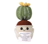 lasuroa Cactus de Ganchillo, 11cm Patata Divertida Patata Positiva Fiesta Mexicana Hecho a Mano Positive Potato Lindo Muñeca Regalos con Tarjeta de Ánimo para Decoración de Adultos y Niños