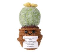 lasuroa Cactus de Ganchillo, 11cm Patata Positiva de Punto Hecho a Mano Divertido Cactus de Fiesta Mexicana Positive Potato Muñeca Regalos con Tarjeta de Aliento para Decoración de Adultos y Niños
