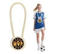 lasuroa Cadena de Medalla Cabra, 15 cm Collar con Colgante Grande de Oro Premio Mejor Jugador Todos los Tiempos Cadena Campeón MVP para Fútbol Baloncesto Deportes Premios Atletas Regalos (Estilo 2)