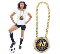 lasuroa Cadena de Medalla Cabra, 15 cm Collar con Colgante Grande de Oro Premio Mejor Jugador Todos los Tiempos Cadena Campeón MVP para Fútbol Baloncesto Deportes Premios Atletas Regalos (Estilo 1)