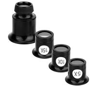 lasuroa Juego de 4 Lupas de Joyero, 5X/10X/15X/20X Lupa Monocular Portátil con Lente Domo para Reparación Relojes, Inspección Gemas, Clasificación Diamantes & Lectura Sellos