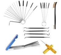 lasuroa Kit de Limpieza Carburador, con 1 Cepillo Doble Punta 23 Agujas 10 Cepillos 4 Ganchos para Carburador y 1 Raspador para Mantenimiento Motocicletas ATV Motosierras Soldadores y Motores Pequeños