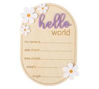 lasuroa Madera Letrero Anuncio Bebe, Hello World Letrero de Anuncio de Nacimiento Placa con el Nombre del Bebé para Guardería Hospital Accesorio Fotos y Decoración del Hogar