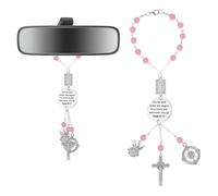 lasuroa Rosario para Espejo Retrovisor de Coche, Colgante con Cruz Versículo Bíblico Cristiano Colgante Creativo con Salmo 91:11 Cruz Religiosa para Hombre y Mujer.