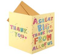 lasuroa Tarjeta de Agradecimiento Gigante, 40x27cm con Sobre Ideal Como Tarjeta de Despedida para Profesores Jefes y Amigos (Amarillo)