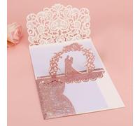 lasuroa Tarjeta de Boda para Novios, Tarjeta Desplegable de Felicitación Aniversario con Sobres Ideal para Recién Casados Despedida Soltera Compromiso (Rosa Brillante)