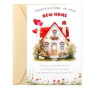 lasuroa Tarjeta Felicitación por Nuevo Hogar, Divertida y Elegante Tarjeta de Inauguración con Sobre Congratulations on Your New Home Regalo de Inauguración para Hombre y Mujer