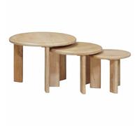 LASWWQMRF Juego de 3 mesas de café redondas de madera maciza de mango | Las mesas auxiliares apilables de cuerpo de madera auténtica ofrecen estantes flexibles para sala de estar y dormitorio.