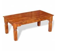 LASWWQMRF Mesa de centro de madera maciza de acacia, 110 x 60 x 45 cm | Mesa auxiliar hecha a mano de madera de acacia en color marrón para tu salón con patas resistentes y acabado miel.