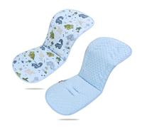 LAT Colchoneta Silla Paseo, Almohadilla Reversible para Cochecitos, Cojín Doble Cara para Silla de Auto y Carrito, Suave y Transpirable, Funda Universal para Bebés y Niños Pequeños (Dinosáurio)