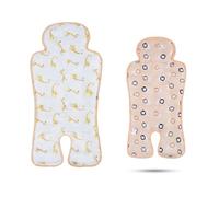 LAT Colchoneta Verano Silla Paseo, Reversible Funda Carro Bebe Universal con Almohadilla Refrigerante de Gel, Cojín Reductor Silla Paseo para Cochecito y Asiento (Jirafa+León)