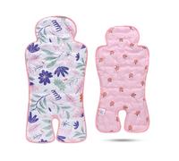 LAT Colchoneta Verano Silla Paseo, Reversible Funda Carro Bebe Universal con Almohadilla Refrigerante de Gel, Cojín Reductor Silla Paseo para Cochecito y Asiento (Flor+Melocotón)
