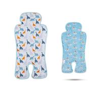 LAT Colchoneta Verano Silla Paseo, Reversible Funda Carro Bebe Universal con Almohadilla Refrigerante de Gel, Cojín Reductor Silla Paseo para Cochecito y Asiento (Dinosaurio+Cachorro)