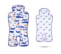 LAT Colchoneta Verano Silla Paseo, Reversible Funda Carro Bebe Universal con Almohadilla Refrigerante de Gel, Cojín Reductor Silla Paseo para Cochecito y Asiento (Ballena+Dinosaurio)