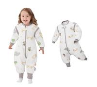 LAT Saco de Dormir con Pies 2.5 TOG, Saco de Dormir de Invierno con Piernas y Mangas Desmontables, 100% Algodón para Bebé