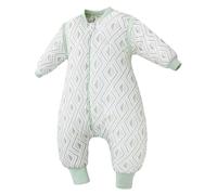 LAT Saco de Dormir con Pies 2.5 TOG, Saco de Dormir de Invierno con Piernas y Mangas Desmontables, 100% Algodón para Bebé (Verde, L)