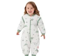 LAT Saco de Dormir para Bebé con Pies Mangas Extraíbles, 2.5 TOG Algodón Saco de Dormir de Invierno para Bebé Pijiama de Verano para Bebé (L, Dinosaurio Verde)