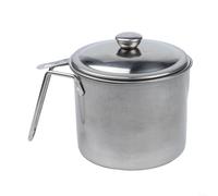 Lata de aceite de acero inoxidable con sistema de filtro integrado para el hogar Reciclaje de aceite de cocina Tapa de apertura ancha y boquilla de pico de goteo (M)