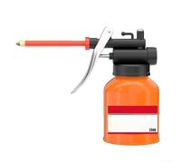 Lata de aceite manual con bomba de pulgar para lubricación mecánica, cuerpo de hierro fundido para rodamientos de automóviles y motocicletas, capacidad de 200 ml, negro y naranja (250 ml)