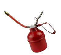 Lata de aceite manual de hierro con manguera flexible - Bomba de aceite de lubricación de palanca roja para mantenimiento de maquinaria y vehículos