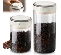 Lata de café hermética, 2 unidades de latas de café de 1100 ml, 1700 ml, recipiente para granos de café, recipiente de cristal con válvula de salida, almacenamiento de granos de café, recipientes