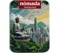 Lata de chocolate con leche de 50 g, ilustrada con Hong Kong, producto gourmet de origen portugués