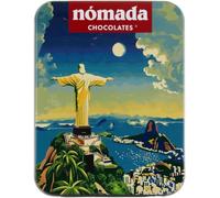 Lata de chocolate con leche de 50 g, ilustrada con Río de Janeiro, producto gourmet de origen portugués