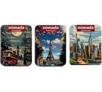 Lata de chocolate con leche, paquete de 3 unidades, 50 g cada uno, chocolate gourmet inspirado en las ciudades icónicas "Nueva York", "Londres" y "París", producto de Portugal