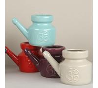 Lata de enjuague nasal de cerámica de 350 ml, ducha nasal robusta a prueba de fugas, color blanco para lavado nasal y limpieza de cavidades