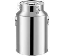 Lata de leche de acero inoxidable, 7l cubo de acero inoxidable grande con tapa, cubo de vino con manija y hebilla, contenedor de aceite para almacenamiento y transporte de líquidos, lata de leche de