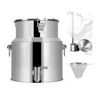 Lata de leche de acero inoxidable con espiga y embudo. Cubeta duradera para el hogar, cocina, almacenamiento de lácteos y bebidas, perfecto para jugo de leche y transporte de líquidos