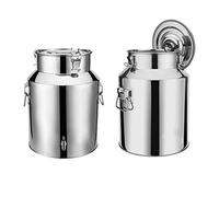 Lata de leche de acero inoxidable resistente de 5L/9L/14L, tanque de transporte duradero con grifo opcional/espiga para verter fácilmente