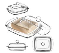 Lata de mantequilla de vidrio KADAX, campana de mantequilla rectangular con...