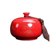 Lata de té Ceramic Tea Canister With Airtight Lid Kichen Storage Container For, Coffee, Nuts, Spice, Sugar Almacenamiento de té(Red)
