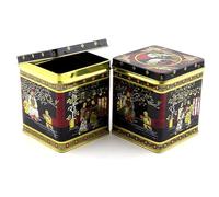Lata de té de lujo - 100 gramos, cuadrado negro Japón - Recipiente hermético para té suelto - Cajas de existencias, recipientes de almacenamiento, bandejas de almacenamiento