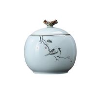 Lata de Té Lata de té RU Kiln, Lata sellada de cerámica, Lata de té Agrietada Azul y Blanca China, Lata de té casera Contenedor de Almacenamiento(B)