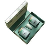 Lata de Té Recipiente de cerámica for almacenar té suelto, tarro con taza de té, tarro sellado for cocina, juego de té chino retro, juego de caja de regalo con tarro doble Contenedor de Almacenamiento