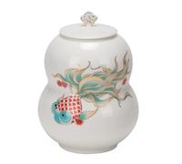 Lata de té Tarro de almacenamiento de té a granel Tarro sellado de porcelana blanca Tarro de almacenamiento de cocina Inicio Wake Up Tetera de té chino Tarro único Contenedor de almacenamiento(L)