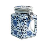 Lata de té Tarro de almacenamiento de té suelto de cerámica Tuerca Granos de café Tarro sellado Tarro vacío Porcelana azul y blanca Tarro de almacenamiento doméstico Contenedor de almacenamiento