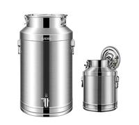 Lata de transporte de leche de acero inoxidable resistente con tapa sellada y espiga, 15L/20L/28L/35L Cubo de vino Tanque de barril de aceite, perfecto para almacenamiento de lácteos y bebidas