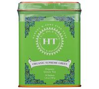 Lata Organic Plain Green de 20 pirámides de seda Harney and Sons. Su único ingrediente es té verde.