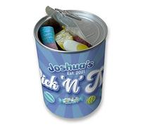 Lata personalizada Pick & Mix Sweets con diseño de remolino azul, regalo de cumpleaños, regalo de Navidad para relleno (grande)