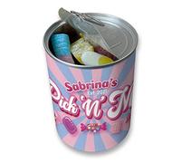 Lata personalizada Pick & Mix Sweets con diseño de remolino rosa, regalo de cumpleaños, regalo de Navidad (grande)