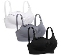 Lataly - Sujetador de lactancia para mujer sin costuras, sujetador para dormir, pack de 3, negro, blanco, gris (Black White Grey), XXL