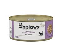 Latas de Comida húmeda Natural para Gatos Applaws, caballa con sardina en Caldo - 24 x 156 g