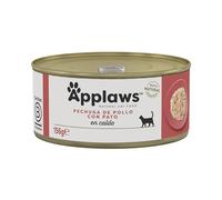 Latas de Comida húmeda Natural para Gatos Applaws, Pollo con Pato en Caldo - 24 x 156 g