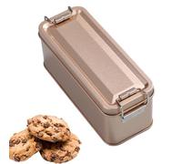Latas de metal para galletas - Caja de almacenamiento rectangular de lata de metal con tapa, a prueba de polvo